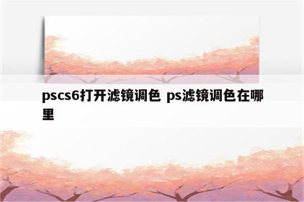 pscs6打开滤镜调色 ps滤镜调色在哪里