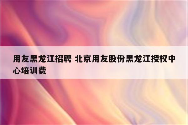 用友黑龙江招聘 北京用友股份黑龙江授权中心培训费