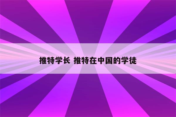 推特学长 推特在中国的学徒