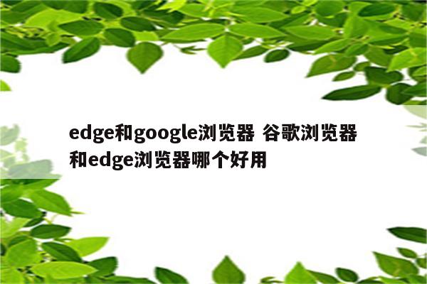 edge和google浏览器 谷歌浏览器和edge浏览器哪个好用