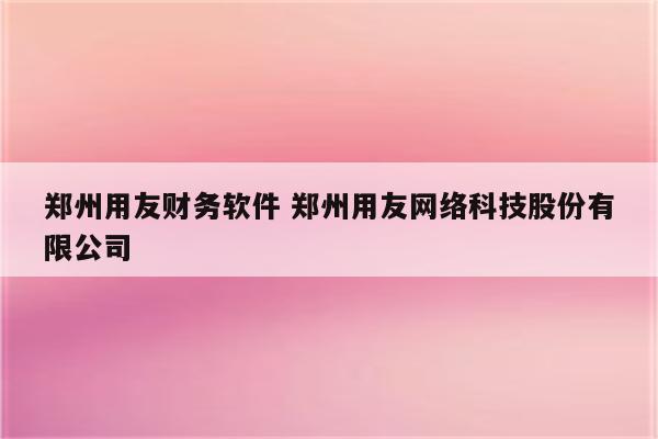 郑州用友财务软件 郑州用友网络科技股份有限公司