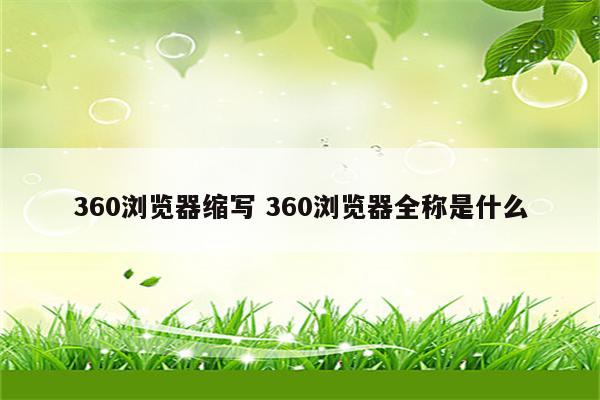 360浏览器缩写 360浏览器全称是什么
