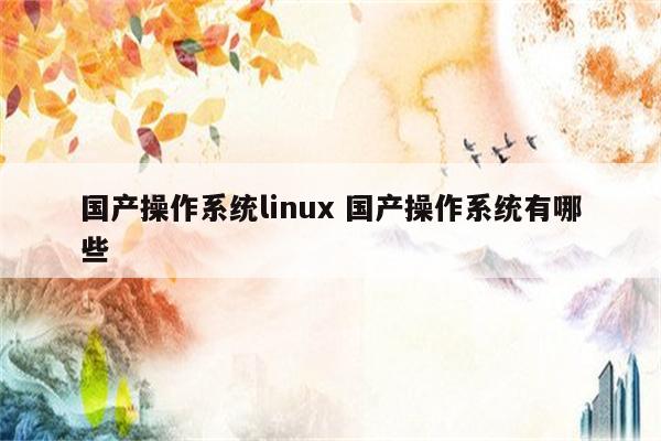 国产操作系统linux 国产操作系统有哪些