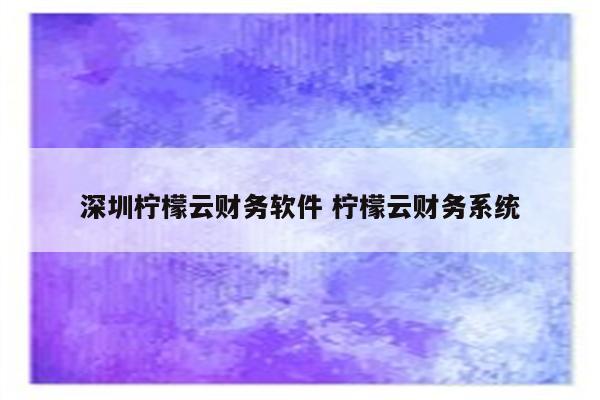 深圳柠檬云财务软件 柠檬云财务系统