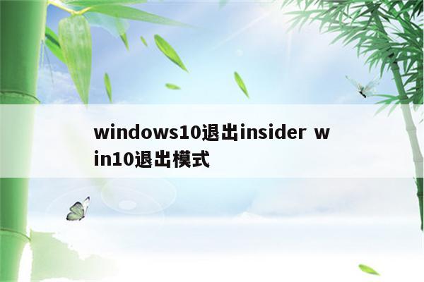 windows10退出insider win10退出模式