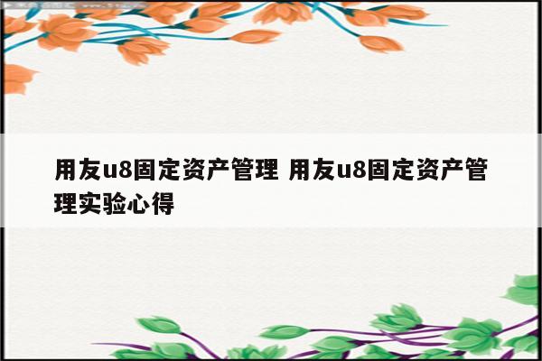 用友u8固定资产管理 用友u8固定资产管理实验心得
