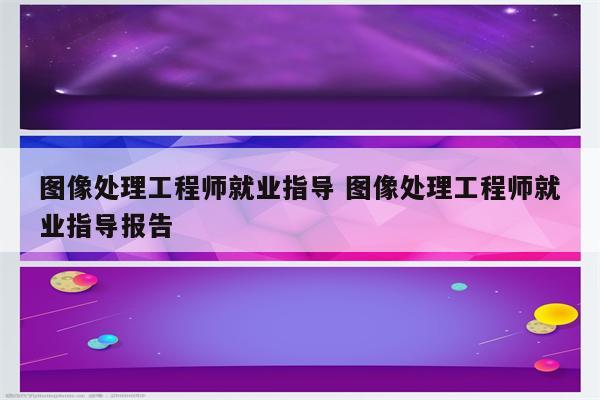 图像处理工程师就业指导 图像处理工程师就业指导报告