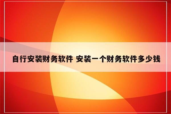 自行安装财务软件 安装一个财务软件多少钱