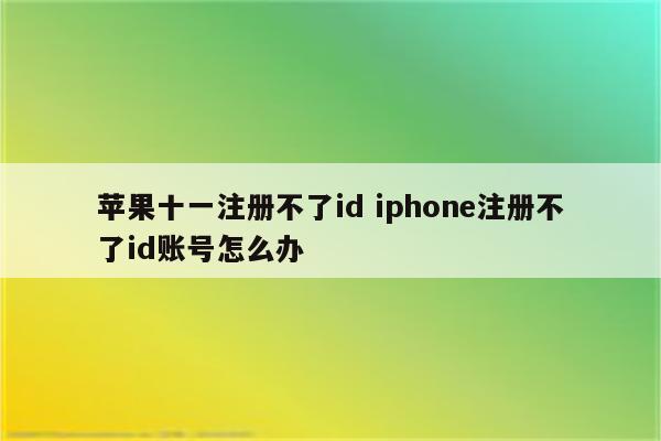 苹果十一注册不了id iphone注册不了id账号怎么办