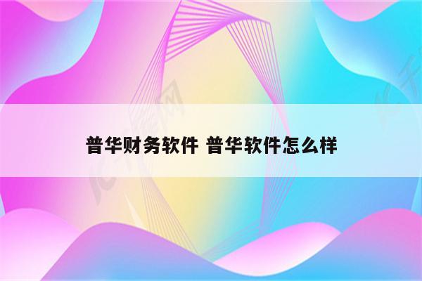普华财务软件 普华软件怎么样