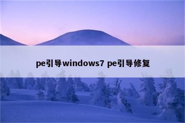 pe引导windows7 pe引导修复