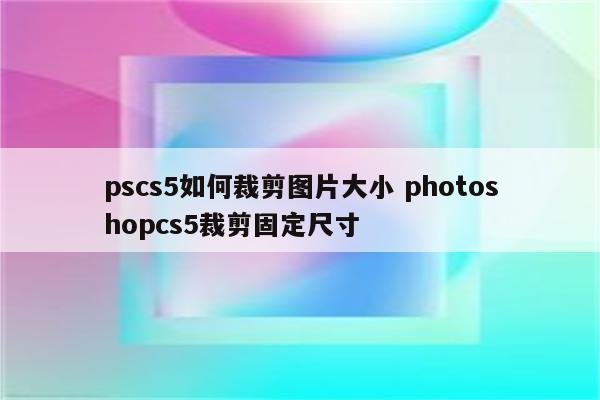 pscs5如何裁剪图片大小 photoshopcs5裁剪固定尺寸
