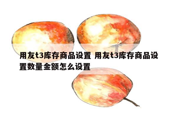 用友t3库存商品设置 用友t3库存商品设置数量金额怎么设置