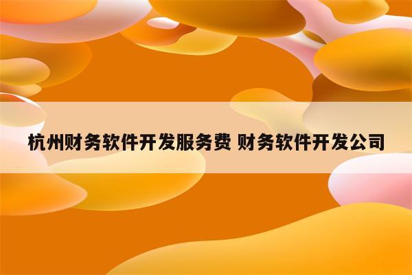 杭州财务软件开发服务费 财务软件开发公司