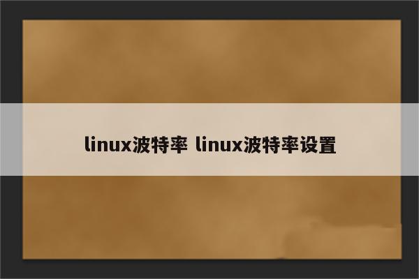 linux波特率 linux波特率设置