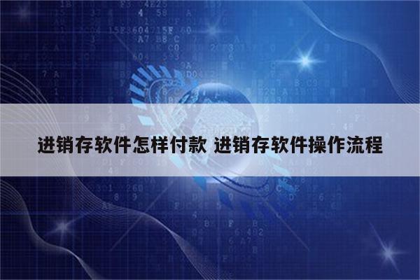 进销存软件怎样付款 进销存软件操作流程