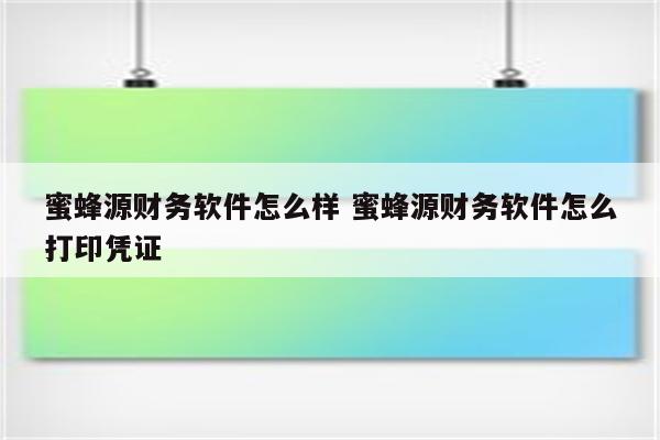 蜜蜂源财务软件怎么样 蜜蜂源财务软件怎么打印凭证