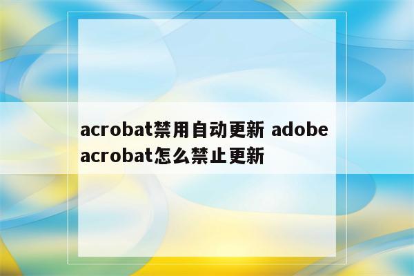 acrobat禁用自动更新 adobe acrobat怎么禁止更新