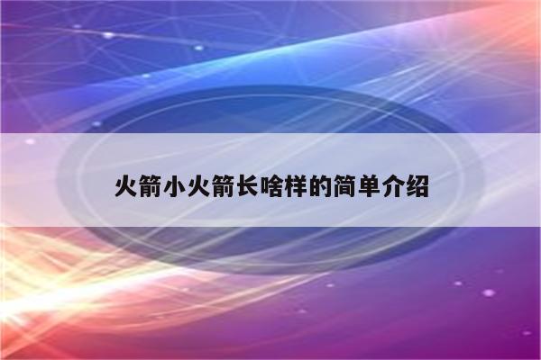 火箭小火箭长啥样的简单介绍