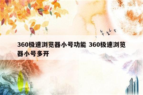 360极速浏览器小号功能 360极速浏览器小号多开