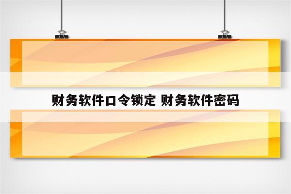 财务软件口令锁定 财务软件密码