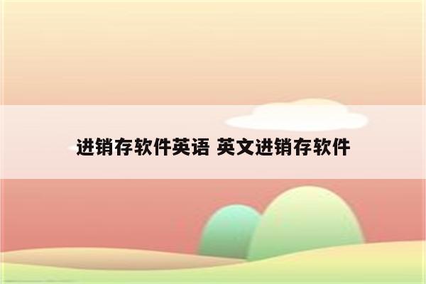 进销存软件英语 英文进销存软件