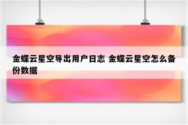 金蝶云星空导出用户日志 金蝶云星空怎么备份数据