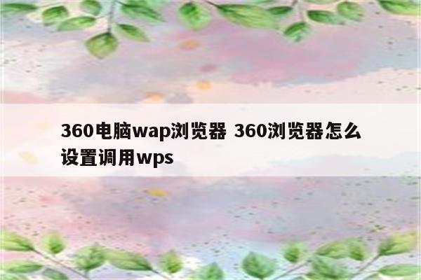 360电脑wap浏览器 360浏览器怎么设置调用wps