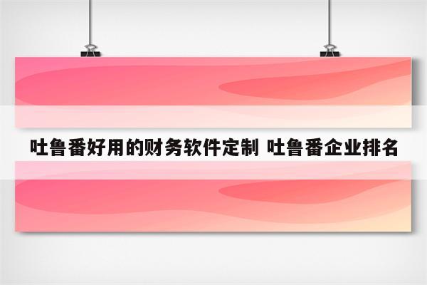 吐鲁番好用的财务软件定制 吐鲁番企业排名