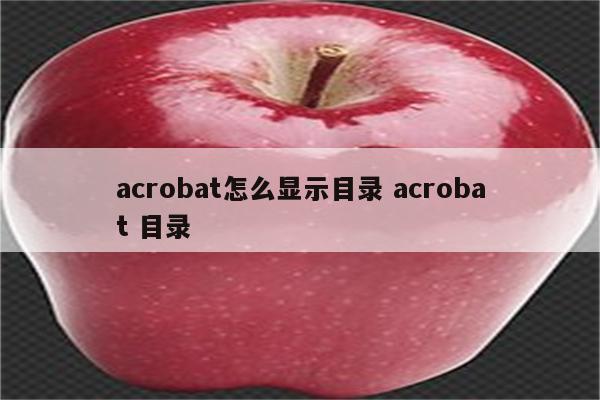 acrobat怎么显示目录 acrobat 目录