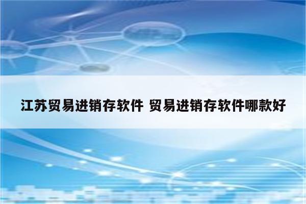 江苏贸易进销存软件 贸易进销存软件哪款好