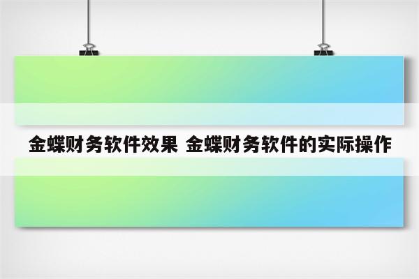 金蝶财务软件效果 金蝶财务软件的实际操作