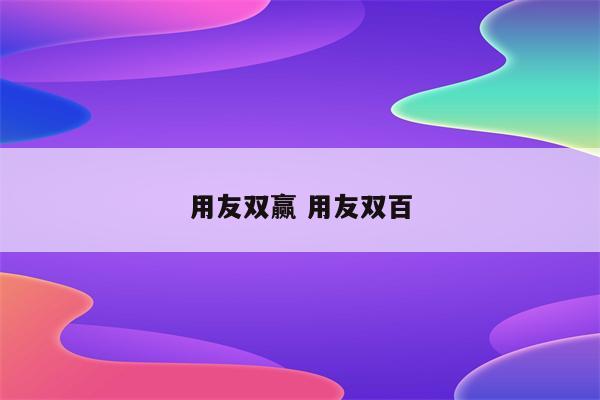 用友双赢 用友双百