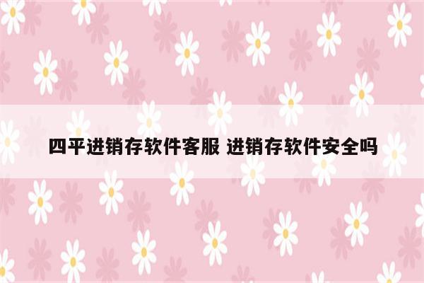 四平进销存软件客服 进销存软件安全吗
