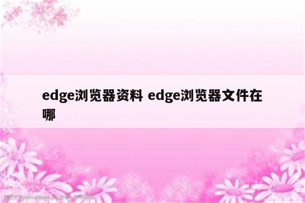 edge浏览器资料 edge浏览器文件在哪