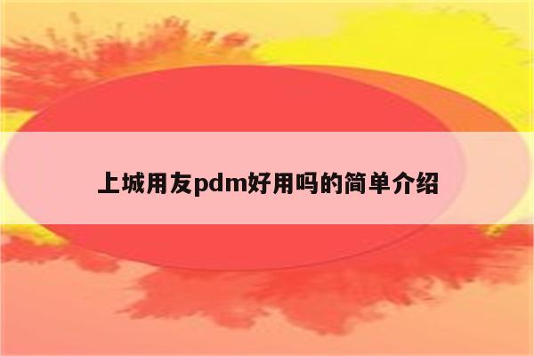 上城用友pdm好用吗的简单介绍