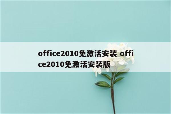 office2010免激活安装 office2010免激活安装版