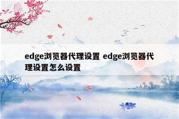 edge浏览器代理设置 edge浏览器代理设置怎么设置