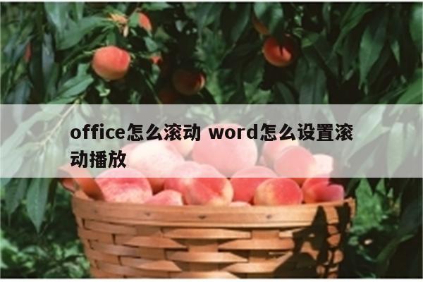 office怎么滚动 word怎么设置滚动播放