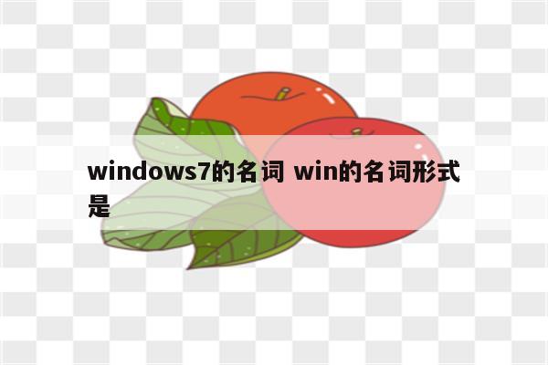 windows7的名词 win的名词形式是