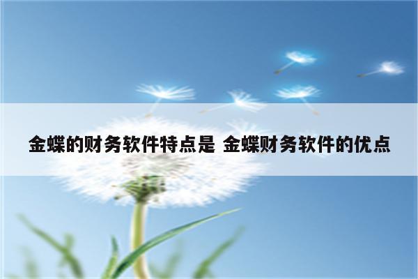 金蝶的财务软件特点是 金蝶财务软件的优点