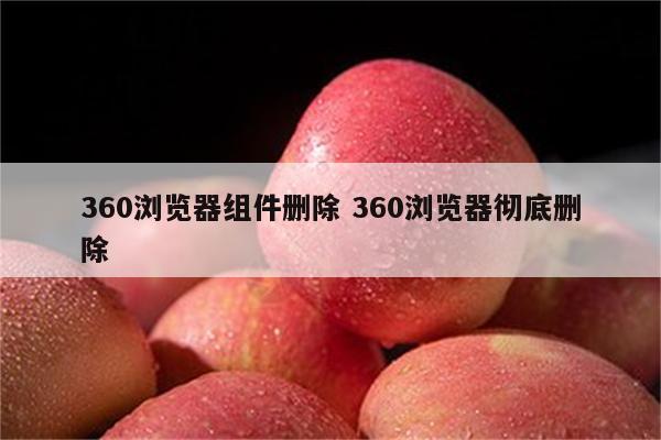 360浏览器组件删除 360浏览器彻底删除