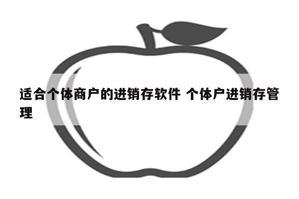 适合个体商户的进销存软件 个体户进销存管理