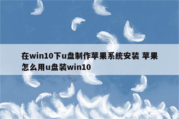 在win10下u盘制作苹果系统安装 苹果怎么用u盘装win10