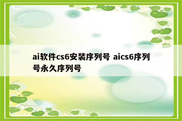 ai软件cs6安装序列号 aics6序列号永久序列号
