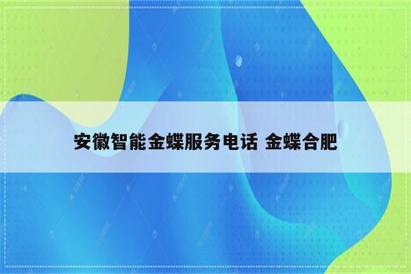 安徽智能金蝶服务电话 金蝶合肥