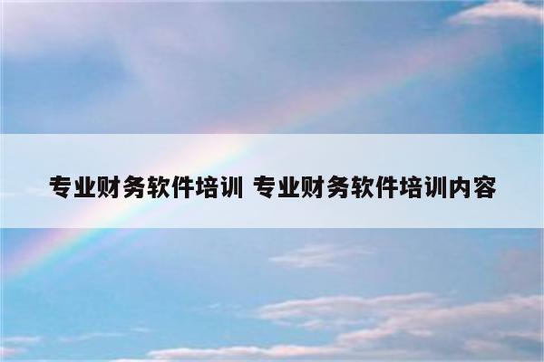 专业财务软件培训 专业财务软件培训内容
