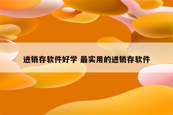 进销存软件好学 最实用的进销存软件