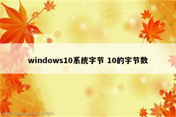 windows10系统字节 10的字节数