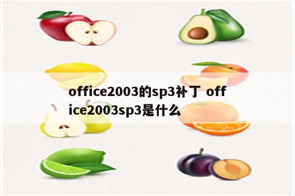 office2003的sp3补丁 office2003sp3是什么